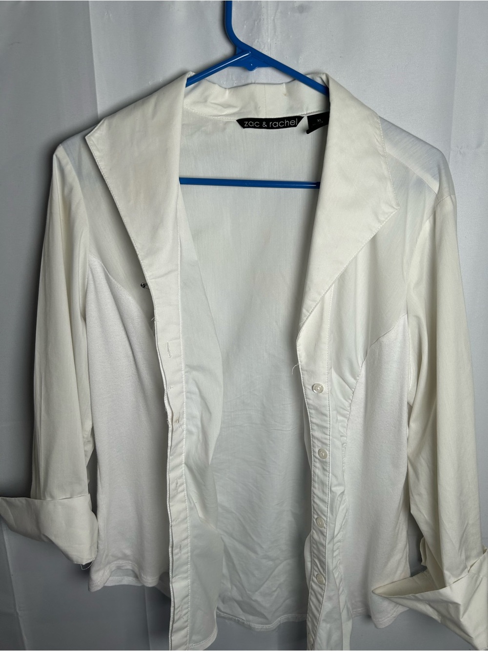 Zac & Rachel Cream Ruffled Front Blouse - Picture 7 of 13